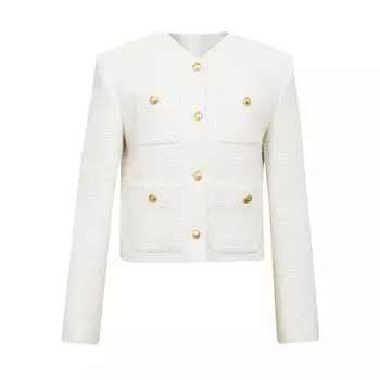 Элегантный кардиган Deep Breath с подплечниками, белый