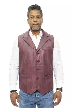 Элегантный классический кожаный жилет бристоль Infinity Leather, бургундия