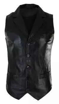 Элегантный классический кожаный жилет TruClothing, черный