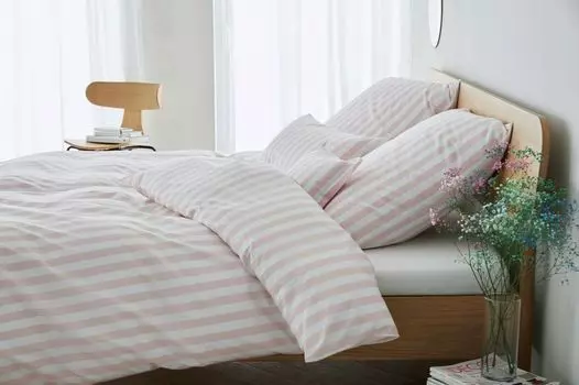 Элегантный комплект постельного белья из перкаля Lido цвет пудра размер 155х220см + 80х80см Elegante