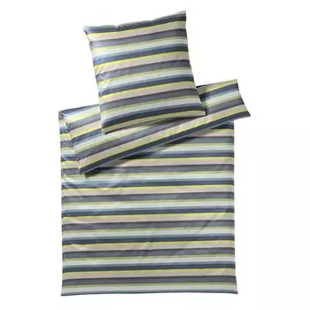 Элегантный комплект постельного белья из сатина Mako Color Stripe цвет Лимон размер 155х200+40х80 Elegante