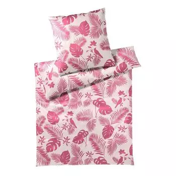 Элегантный комплект постельного белья из сатина Mako Color Duo цвет малиновый розовый размер 155х200+40х80 Elegante