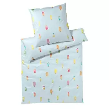 Элегантный комплект постельного белья из сатина Mako Popsicle цвет ледяной синий размер 200х200+2х80х80 Elegante