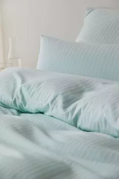 Элегантный комплект постельного белья из джерси Mako в однотонную полоску мятного цвета, размер 40x80, 135x200 Elegante