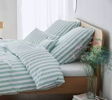 Элегантный комплект постельного белья из перкаля Lido цвет шалфей размер 200х220см + 80х80см Elegante