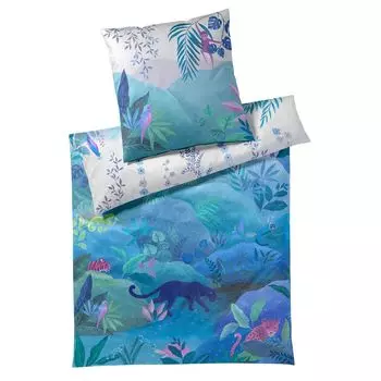 Элегантный комплект постельного белья из сатина Mako Fairytale цвет бирюзово-зеленый размер 155х220+80х80 Elegante