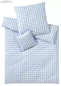 Элегантный комплект постельного белья из перкаля 7021 Quadro цвет голубой размер 200х200+2х40х80 Elegante