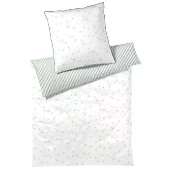 Элегантный комплект постельного белья Mako из сатина Fleurs цвет зелёный, размер 200х200+2х40х80см Elegante