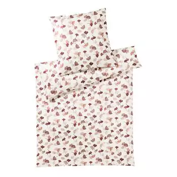 Элегантный комплект постельного белья Mako из сатина Ginko цвет красный размер 200х200+2х40х80 Elegante