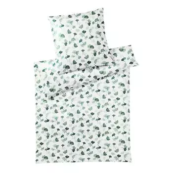 Элегантный комплект постельного белья Mako из сатина Ginko цвет зеленый размер 200х200+2х40х80 Elegante