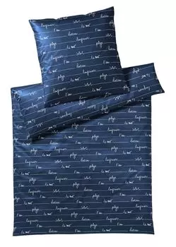 Элегантный комплект постельного белья Mako из сатина Soleil цвет темно-синий размер 135х200см+80х80 Elegante