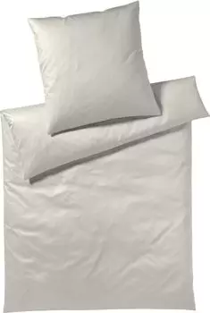 Элегантный комплект постельного белья Mako из сатина 6800 Однотонный бежевый размер 155х220см+40х80 Elegante