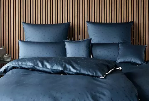 Элегантный комплект постельного белья Mako из сатина Звезды темно-синий размер 155х220+80х80см Elegante