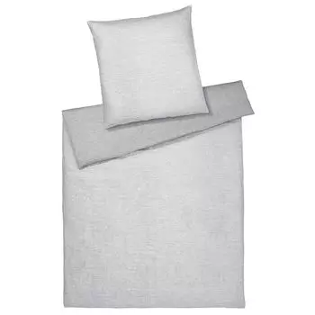 Элегантный комплект постельного белья полульняного цвета 7088 Whisper цвет светло-серый размер 155х200см+40х80 Elegante
