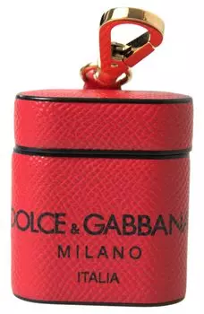 Элегантный кожаный чехол для Airpods черного и красного цветов Dolce & Gabbana