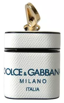 Элегантный кожаный чехол для Airpods в белом и синем цвете Dolce & Gabbana