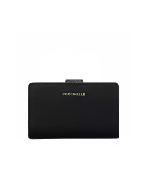 Элегантный кожаный кошелек с застежкой на кнопку и отделением для монет Coccinelle, черный