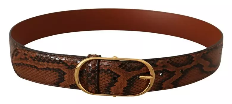 Элегантный кожаный ремень с золотой пряжкой Dolce & Gabbana, коричневый