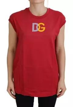 Элегантный красный хлопковый топ без рукавов Dolce & Gabbana