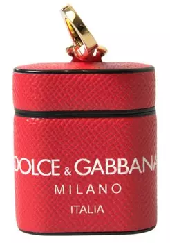 Элегантный красный кожаный чехол для Airpods Dolce & Gabbana