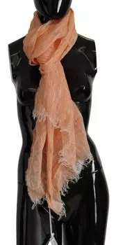 Элегантный льняной шарф персикового цвета Malo, коралловый