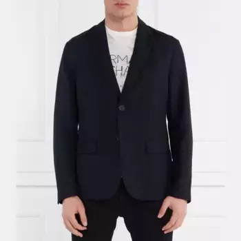 Элегантный льняной жакет классического кроя Armani Exchange, синий