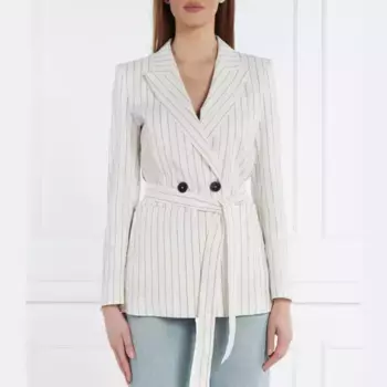 Элегантный льняной жакет-менеджер приталенного кроя Marella, белый