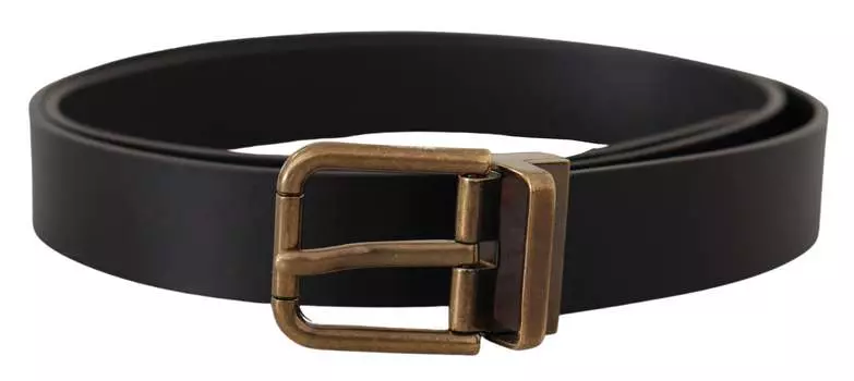 Элегантный мужской кожаный ремень Dolce & Gabbana с винтажной пряжкой, черный