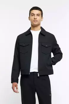 Элегантный пиджак в стиле вестерн из твила River Island, черный