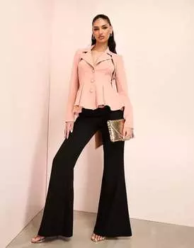 Элегантный пиджак-жилет 2 в 1 ASOS пыльно-розового цвета с вырезами