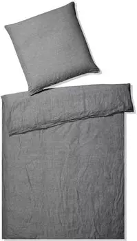 Элегантный полульняной чехол на подушку одинарный Бриз цвет тёмно-серый размер 70х90см Elegante