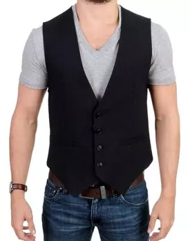 Элегантный повседневный жилет в полоску - смесь хлопка Costume National, черный