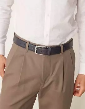 Элегантный ремень ASOS DESIGN из темно-синей искусственной кожи