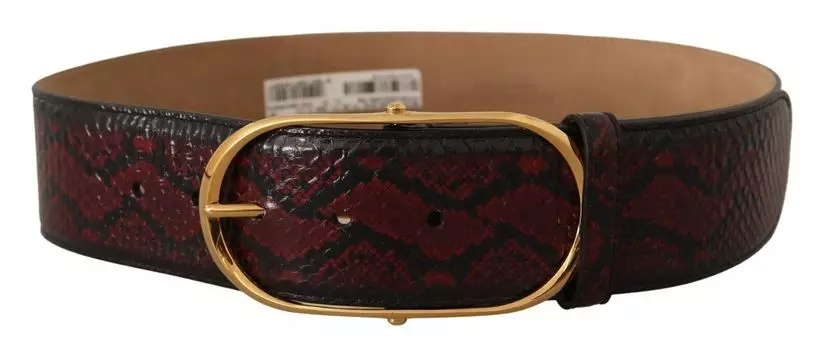 Элегантный ремень из кожи красного питона с золотой пряжкой Dolce & Gabbana