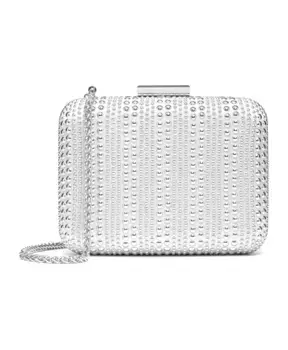 Элегантный серебряный клатч со стразами Kazar, серый