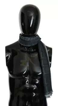 Элегантный шарф из смесовой шерсти сине-серого цвета Costume National, серо-голубой