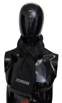 Элегантный шерстяной шарф с фирменными полосками Missoni, черный