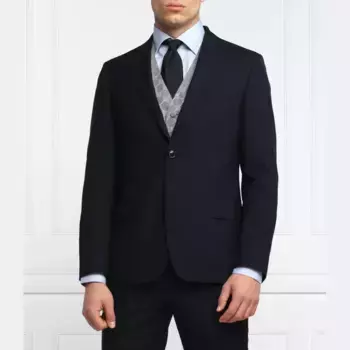 Элегантный шерстяной жакет узкого кроя Edmund Oscar Jacobson, синий