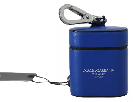 Элегантный синий кожаный чехол для Airpods Dolce & Gabbana