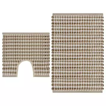 Элегантный стильный набор ковриков для ванной ручной работы из джутовой ткани натурального и белого цвета DE44394 Vidaxl, коричневый