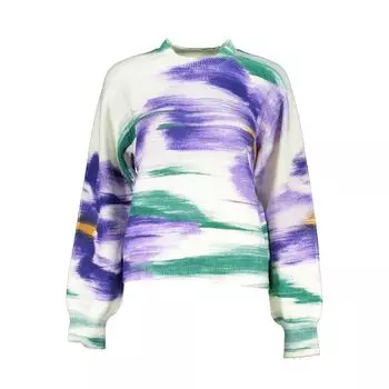 Элегантный свитер Desigual с круглым вырезом и контрастной отделкой для женщин, белый
