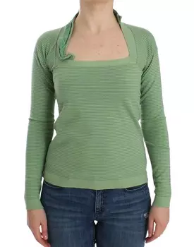 Элегантный свитер из шерстяной смеси в зеленую полоску Ermanno Scervino, зеленый