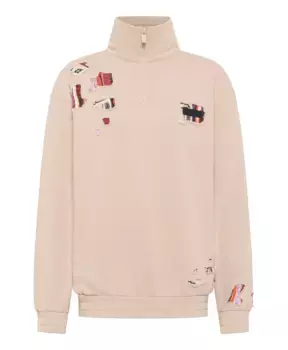 Элегантный свитер с высоким воротником Carlo Colucci, бежевый