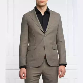 Элегантный тонкий шерстяной жакет строгого кроя Oscar Jacobson, бежевый