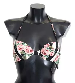 Элегантный топ бикини с принтом роз Dolce & Gabbana, мультиколор