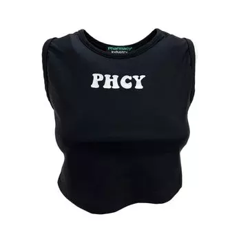 Элегантный топ из лайкры без рукавов с логотипом на груди Pharmacy Industry, черный