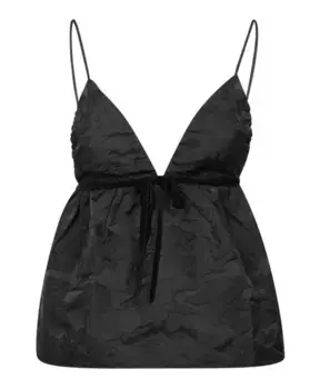 Элегантный топ с V-образным вырезом Ganni, черный