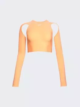Элегантный укороченный топ с длинными рукавами Off-White, цвет peach orange