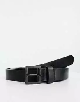 Элегантный узкий ремень из искусственной кожи с матовой черной пряжкой ASOS DESIGN черного цвета