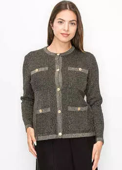 Элегантный золотой кардиган с передними карманами Yal New York